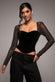 DIAMANTE LONG SLEEVE VELVET DIPPED HEM TOP T244