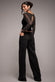 DIAMANTE LONG SLEEVE VELVET DIPPED HEM TOP T244