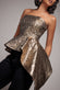 Boob Tube Jacquard Top With Asymmetric Peplum Frill T251