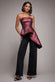 Boob Tube Jacquard Top With Asymmetric Peplum Frill T251