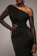 Gathered Cowl Asymmetric Mesh And Soft Touch Maxi Dress DR4800