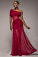 Gathered One Shoulder Sheer Panel Maxi Dress DR4828