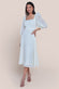 Puff Sleeve Side Slit Flared Jacquard Chiffon Midi Dress DR4447