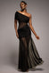 Gathered One Shoulder Sheer Panel Maxi Dress DR4828