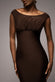 Open Back Cowl Neck Gathered Maxi Dress With Velvet Tie Back DR4856