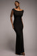 Open Back Cowl Neck Gathered Maxi Dress With Velvet Tie Back DR4856