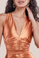 Multi-Tied Satin Gathered Ring Maxi Dress DR4417