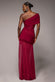 Gathered One Shoulder Sheer Panel Maxi Dress DR4828