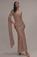 ONE SIDE CAPE SLEEVE SEQUIN MAXI DRESS DR5068