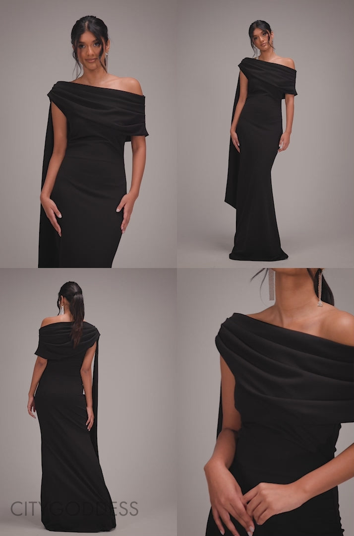 Sash One Shoulder Bardot Maxi Dress DR4830