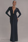 PLUNGE NECK LONG SLEEVE FRONT DRAPED LUREX MAXI DRESS DR5231