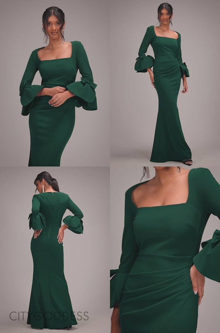 Petal Bow Sleeve Frill Maxi Dress DR4767