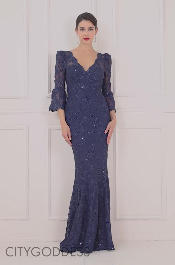 SCALLOP LACE HIGH AND LOW MAXI DRESS DR3897
