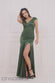 Satin Off Shoulder Pleated Maxi Dress DR3731