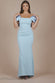 Off Shoulder Back Satin Bow Scuba Maxi Dress DR4708