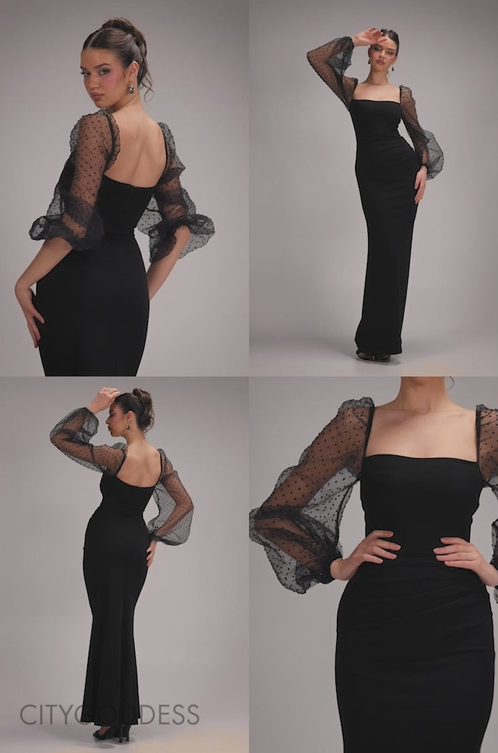 Dobby Organza Bishop Sleeve Multiway Maxi Dress DR5011