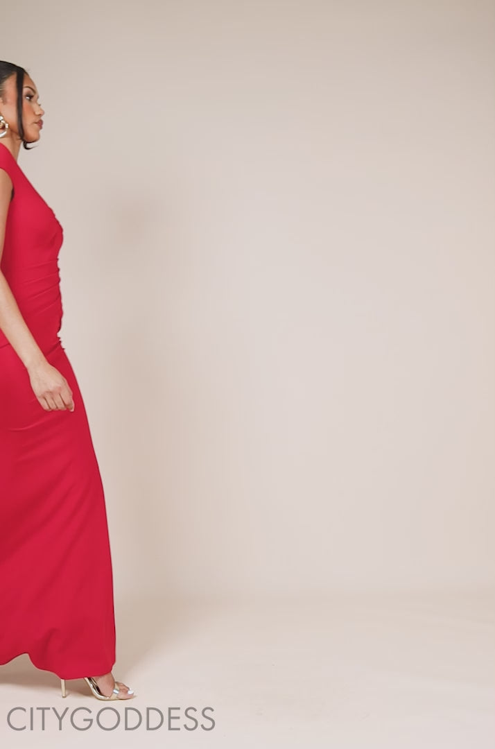 Bardot Pleated Maxi With Metal Trim Dress DR4306