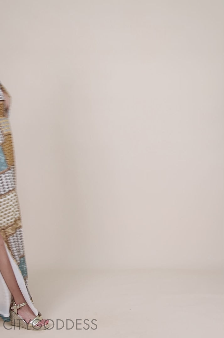 Halter Neck Printed Maxi Dress DR3504