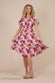 Flutter Sleeve Pleated Skirt Floral Midi Dress DR4565
