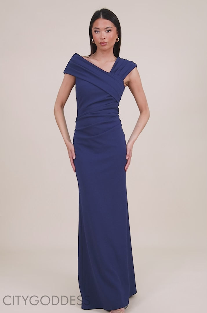 One Shoulder Scuba Crepe Maxi Dress DR3231