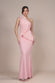 One Shoulder Pleated Fan Maxi Dress DR4075