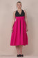 Contrast  Halter Neck Pleated A-Line Midaxi Dress DR4630