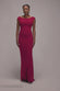 Open Back Cowl Neck Gathered Maxi Dress With Velvet Tie Back DR4856