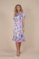 Flutter Sleeve Pleated Skirt Floral Midi Dress DR4565
