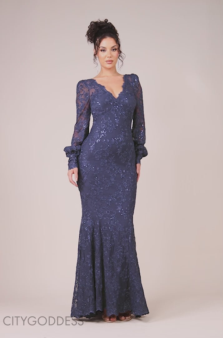 Embroidered Lace Scalloped Edge Maxi Dress DR4472