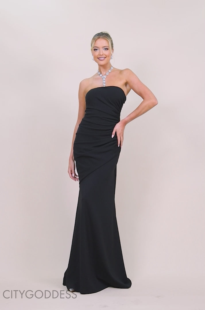 Scuba Crepe Bandeau Maxi With Diamante Necklace DR4271