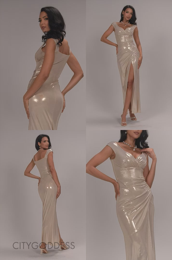 OFF THE SHOULDER CORSET WRAP CORSET FOIL MAXI DRESS DR5364