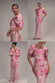 PRINTED OFF SHOULDER SATIN BOW BACK MAXI DRESS BY GODDIVA DR5282