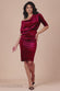 Glitter Velvet Cowl Neck Sheath Midi Dress DR4691