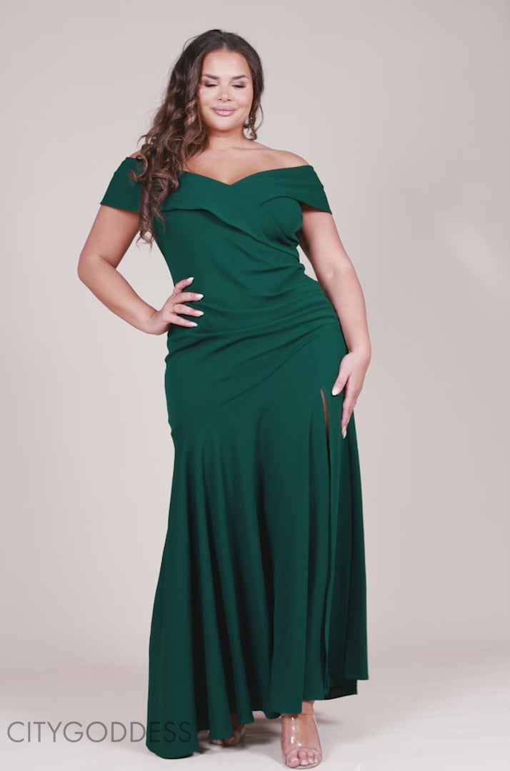 Scuba Crepe Off The Shoulder Bardot Dress DR2930PLUS