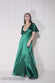 Flutter Sleeve Wrapover Satin Maxi Dress DR3955