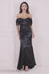 Off Shoulder Satin Maxi Dress With V Neck Dress DR3923