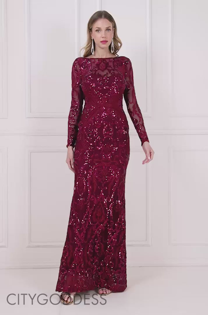 Sequin Cowl Back Maxi Dress DR3420
