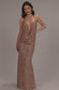 PLUNGE COWL CRISS CROSS BACK SEQUIN MAXI DRESS DR4868
