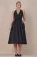 Contrast  Halter Neck Pleated A-Line Midaxi Dress DR4630