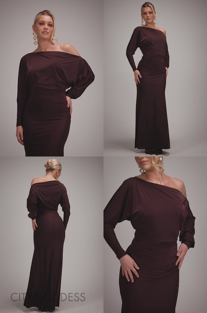 Bat Wing Elasticated Side Gather Maxi Dress DR4889