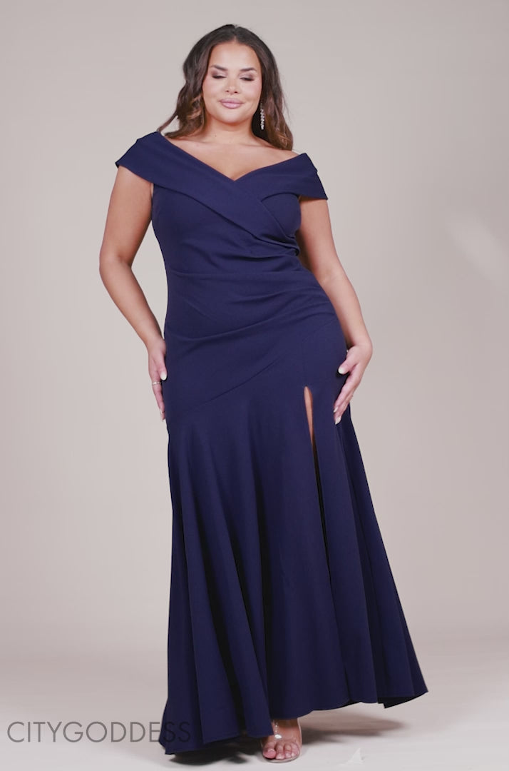 Scuba Crepe Off The Shoulder Bardot Dress DR2930PLUS