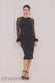 RACER NECK SCUBA CREPE FEATHER SLEEVE MIDI  DRESS DR4060
