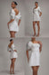 Off Shoulder Back Satin Bow Scuba Mini Dress DR4713