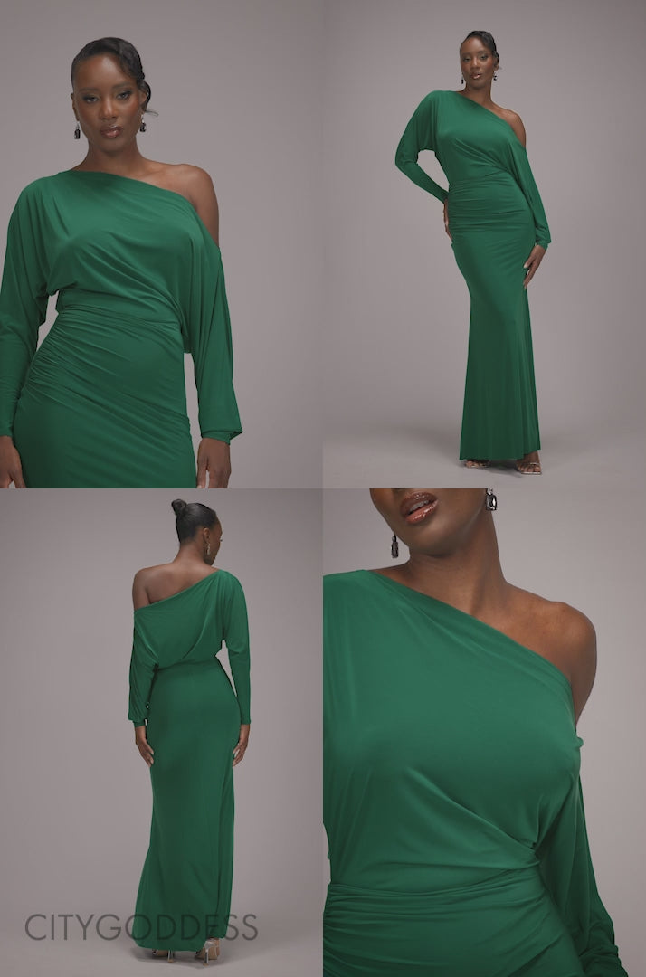 Bat Wing Elasticated Side Gather Maxi Dress DR4889