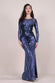 Long Sleeve Aztec Sequin Maxi Dress DR3490