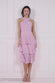 Pleated Bodice Plain Chiffon Tiered Midi Dress DR3800QZ