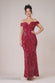 Sequin Velvet Bardot Evening Maxi Dress DR4525