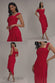 OFF SHOULDER PLEATED WAIST ASYMMETRIC MIDAXI DRESS DR5137