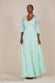 Scalloped Lace Bodice Pleated Chiffon A Line Maxi Dress DR4390