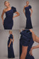 One Shoulder Puffed Satin Sleeve Evening Maxi Dress DR4640